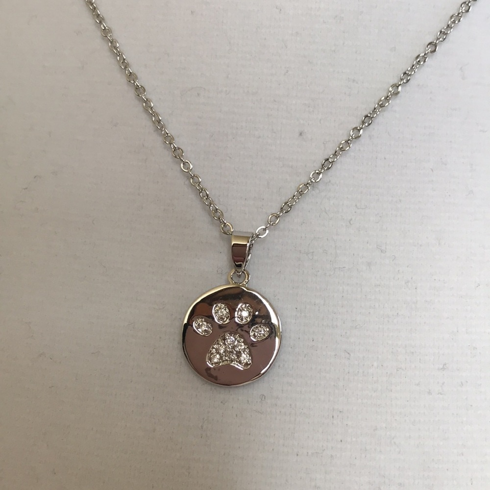 Paw Print Necklace with Crystals
